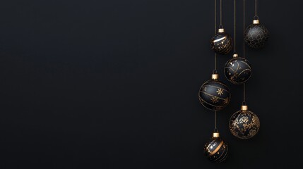 A black background with a string of black