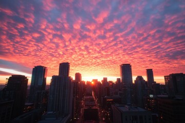 Fototapeta premium stunning sunset over a city skyline with dramatic clouds