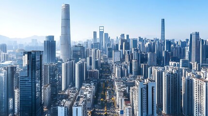 Obraz premium Modern City Skyline View High Angle