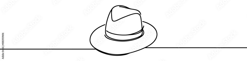 Poster continuous line is creating a stylish hat in this minimalist vector illustration
