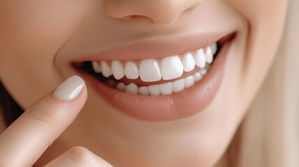 Obraz premium A woman with a white smile and a pink lip