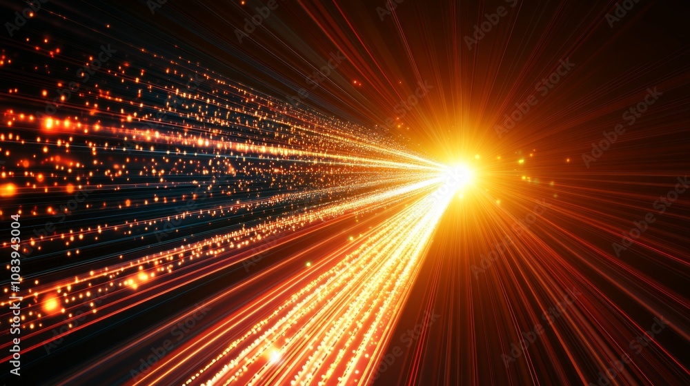 Aufkleber Bright Burst of Light with Dynamic Rays and Glittering Particles Creating an Energetic and Vibrant Background for Digital Art or Design Projects
