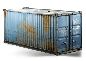 weathered blue container side view isolated