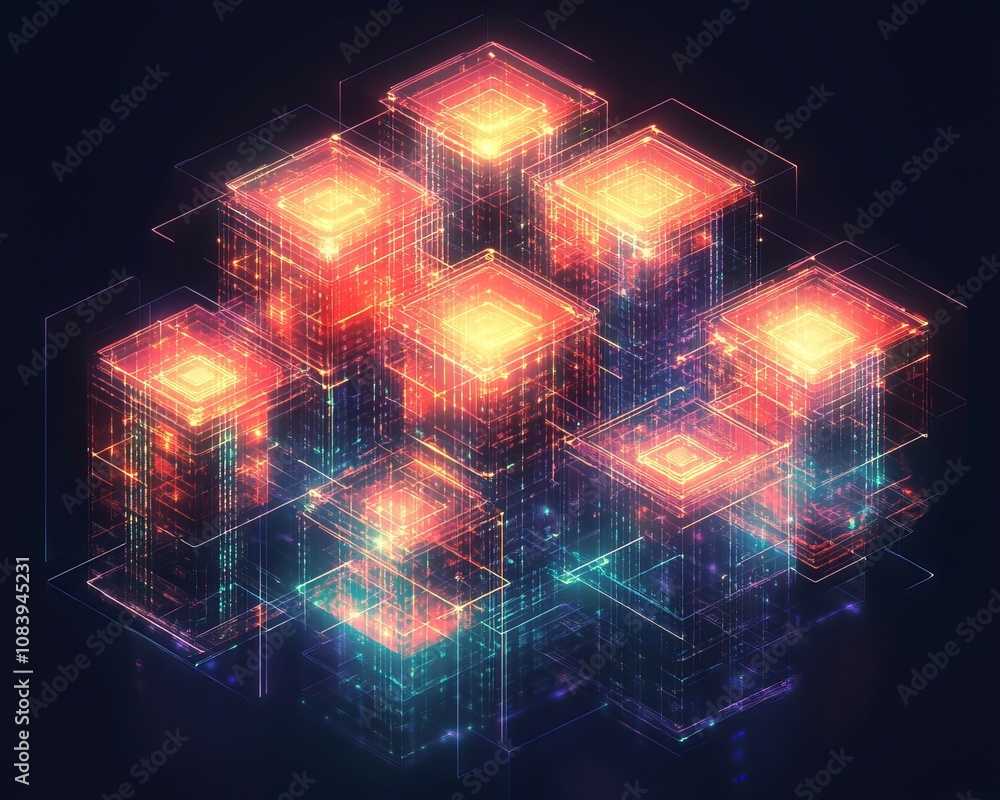 Poster dynamic software development visualization digital realm abstract artwork futuristic environment aer