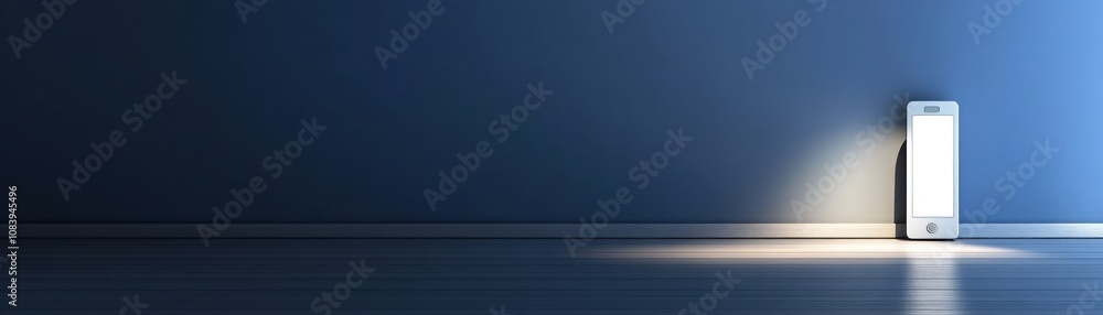 Poster a minimalist scene featuring a light source against a dark wall, creating a calm atmosphere.