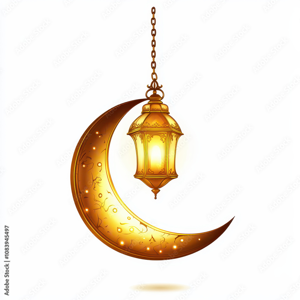 Aufkleber glowing lantern shaped like crescent moon, illuminating softly. this enchanting design adds magical 