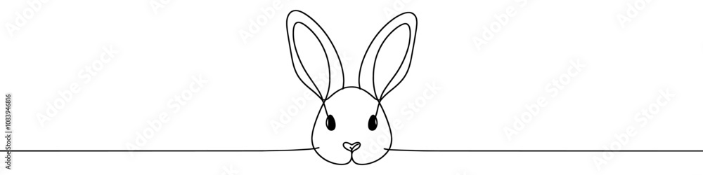Poster minimalist vector illustration depicting a rabbit with its long ears drawn with one single continuou