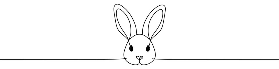 Obraz premium Minimalist vector illustration depicting a rabbit with its long ears drawn with one single continuous line