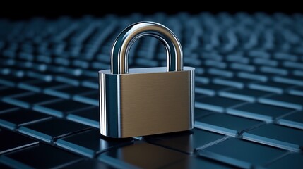 A metallic padlock resting on a textured surface, symbolizing security and protection.