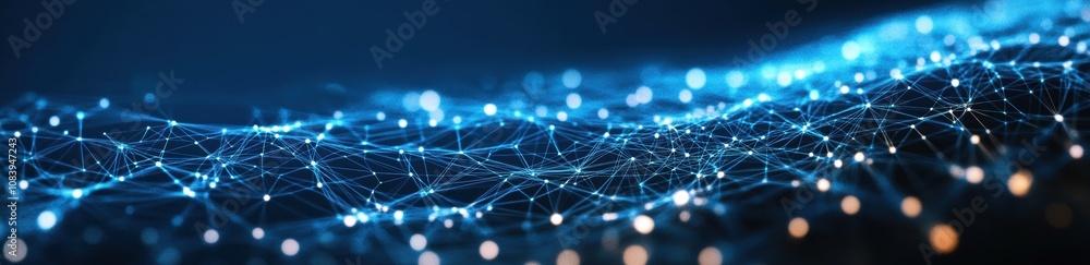 Poster futuristic abstract digital technology background with illuminated network connections and glowing p