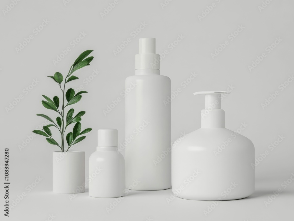 Poster sophisticated 3d mockup showcasing premium skincare bottles and containers with dynamic angles and c