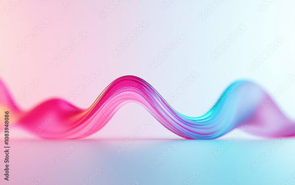 Poster vibrant wave design in pink and blue colors, representing fluidity and motion. this abstract image c