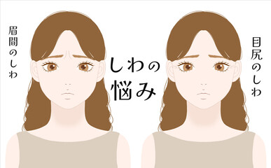 Obraz premium シワに悩む女性のイラスト