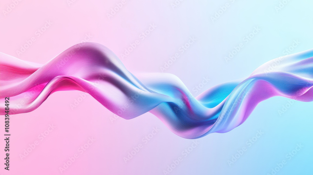 Poster flowing wave of vibrant pink and blue colors creates dynamic visual effect, representing fluidity an
