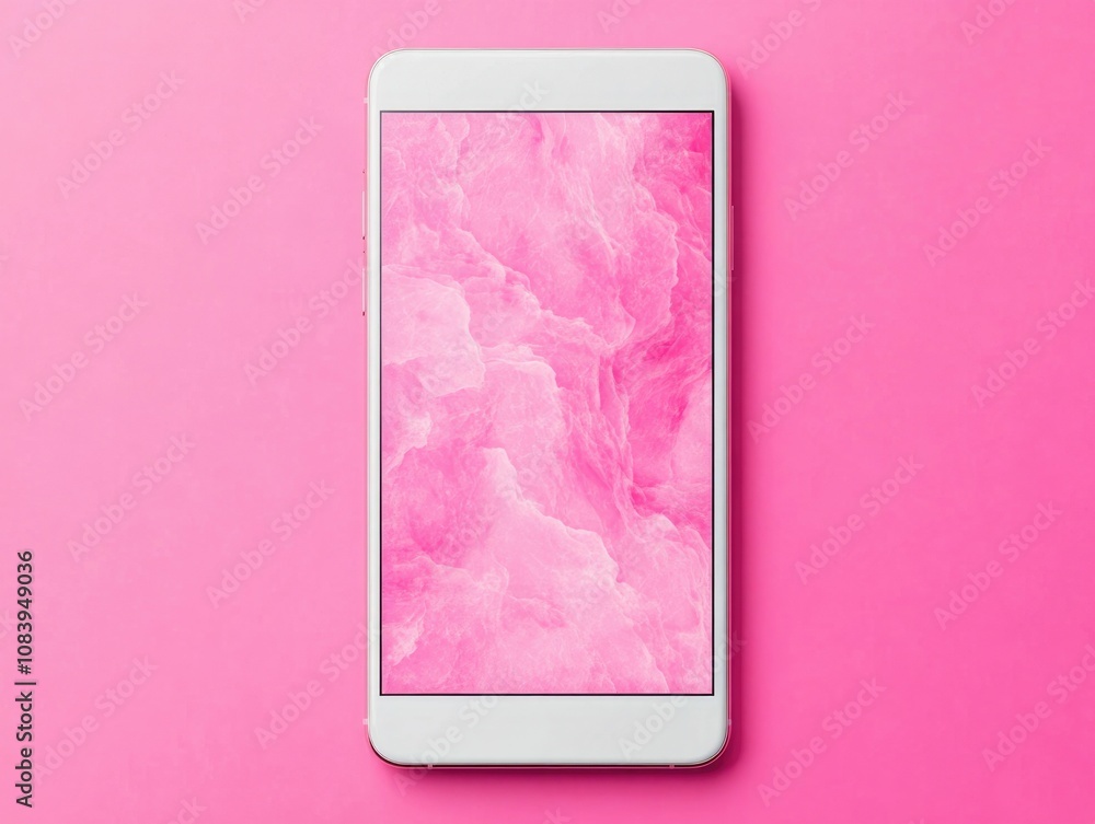 Poster smartphone mockup with vibrant abstract digital art displayed on the screen showcasing a stylish min
