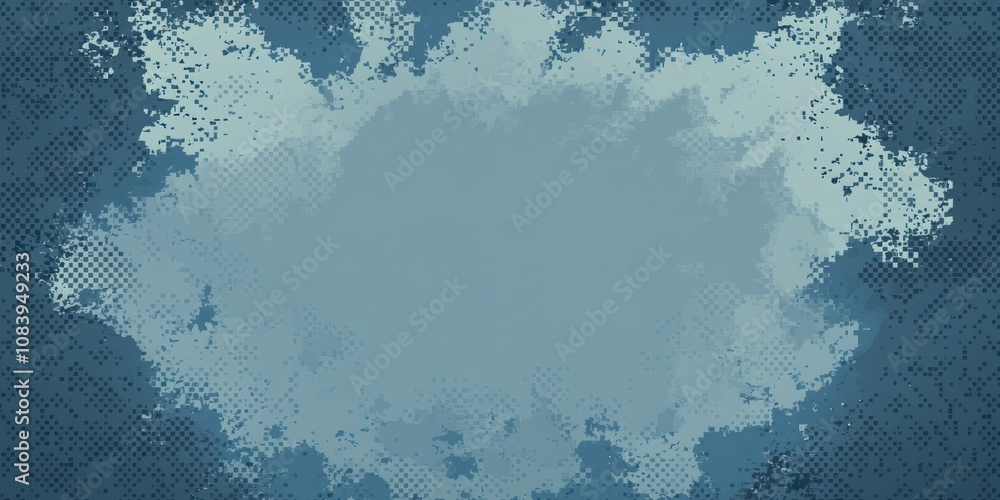 Poster a textured blue abstract background with a soft cloud-like shape in the center.