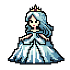 Pixel art beautiful princess in blue dress © Larefire