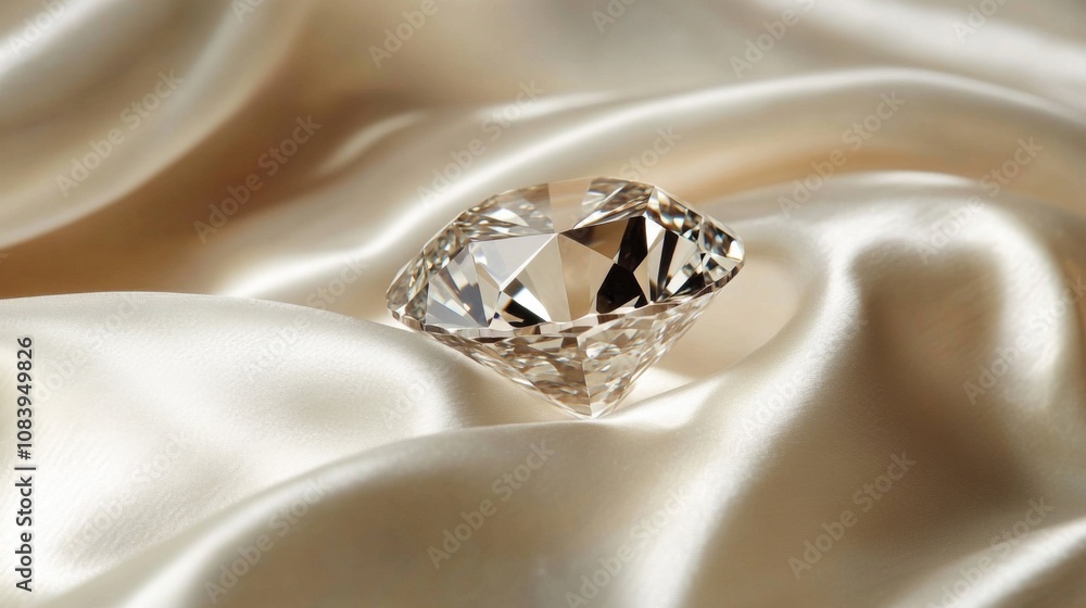 Aufkleber a stunning cut diamond sparkling elegantly on a silky cream satin fabric creating a luxurious and ti