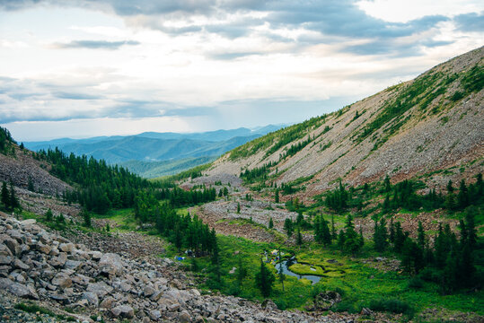 Beautiful stream in the Siberian mountains Sayan