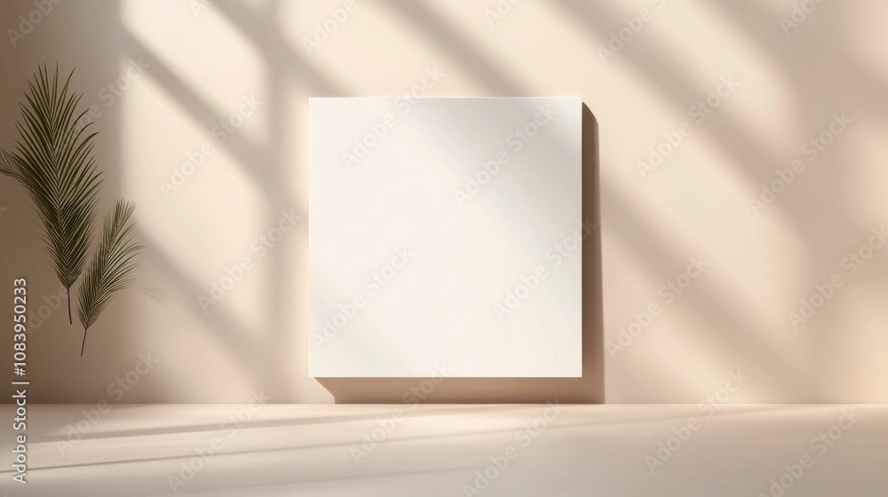 Poster floating mockup with sophisticated shadow effects on a neutral minimalist background providing a cle