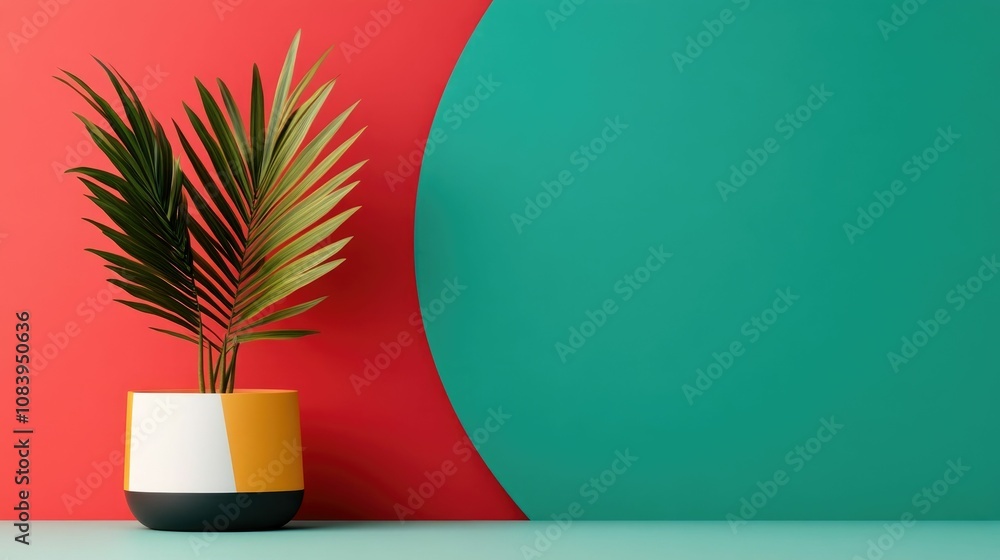 Poster minimalist geometric background patterns in vibrant colors and shapes create a stylish and modern se