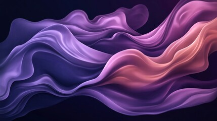 Obraz premium Abstract fluid art composition with flowing waves of purple and pink hues on a dark background, creating a sense of motion and elegance.