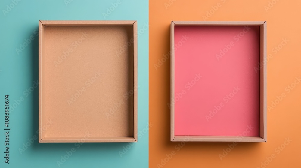 Poster symmetrical layout packaging mockup in neutral colors highlighting branding and design details in a 
