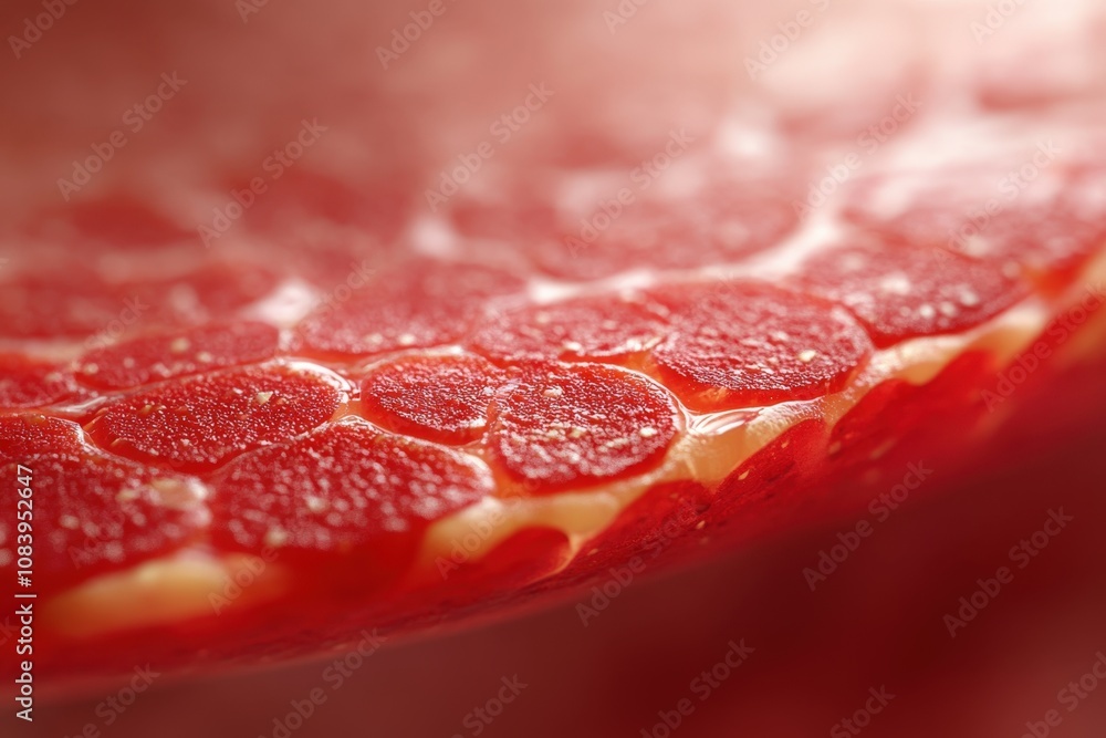 Poster close-up of textured red surface with a unique pattern