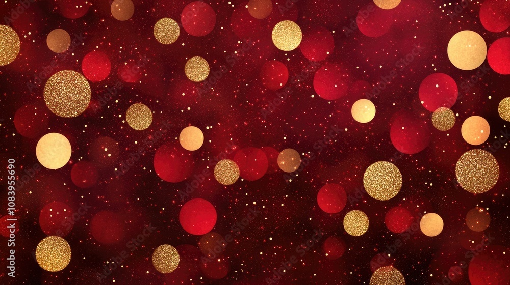 Poster mesmerizing abstract bokeh lights in vibrant red and gold symbolizing the joy and enchantment of hol