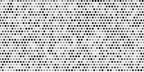 Dot pattern vector background. Abstract geometric halftone pixel grid texture. Comic design seamless polka circle effect. Black tone fade gradient shape size and transparency. Square angular mosaic