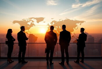 Global communication network concept with interconnected business nodes and human resources collaboration across worldwide platforms.