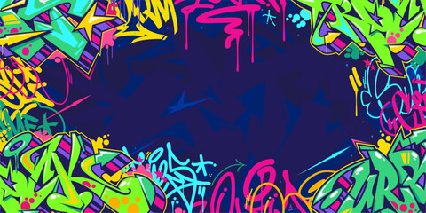 Cool Abstract Colorful Green Urban Street Art Graffiti Style Vector Illustration Background Template