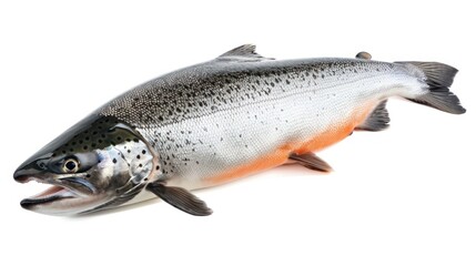 Obraz premium Salmon falling down isolated on white background