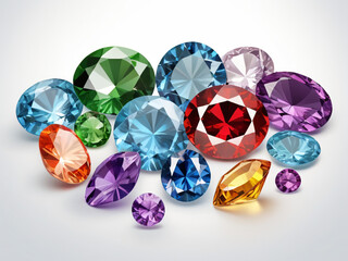 Fototapeta premium A collection of colorful gemstones displayed on a white background.