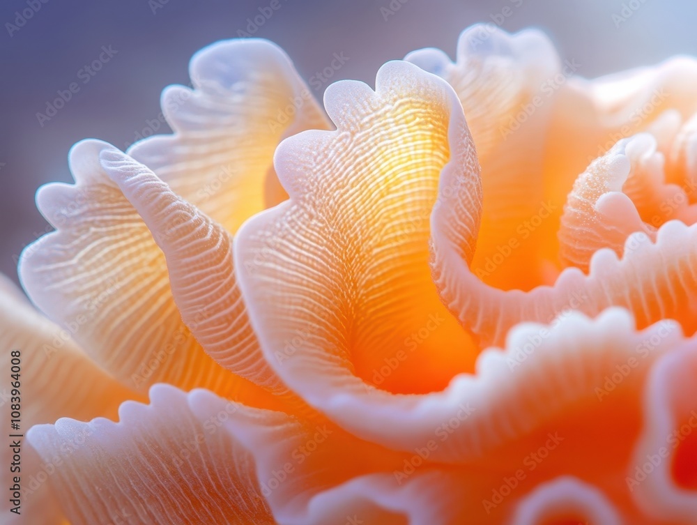 Poster close-up of a delicate and colorful coral structure showcasing intricate textures and patterns