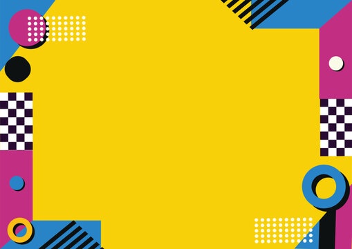 Yellow background geometric retro full color with 90s style