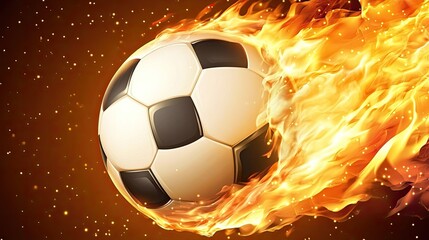 Fototapeta premium Here's a and keyword list suitable for stock photo submission.. Fiery soccer ball in motion.