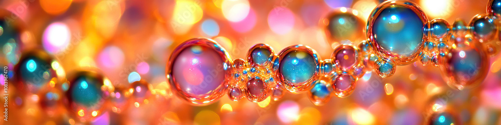 Poster a kaleidoscope of bubbles and fizzy shapes in a distorted mirror.
