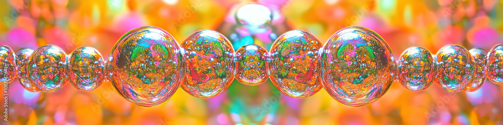 Poster a kaleidoscope of bubbles and fizzy shapes in a distorted mirror.