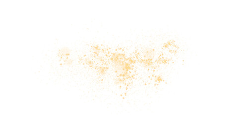 Golden glowing light effect with many glitter particles. Starry cloud with dust. Magic christmas decoration. Luminous bokeh softly shimmering golden light. Light abstract glowing lights. PNG.