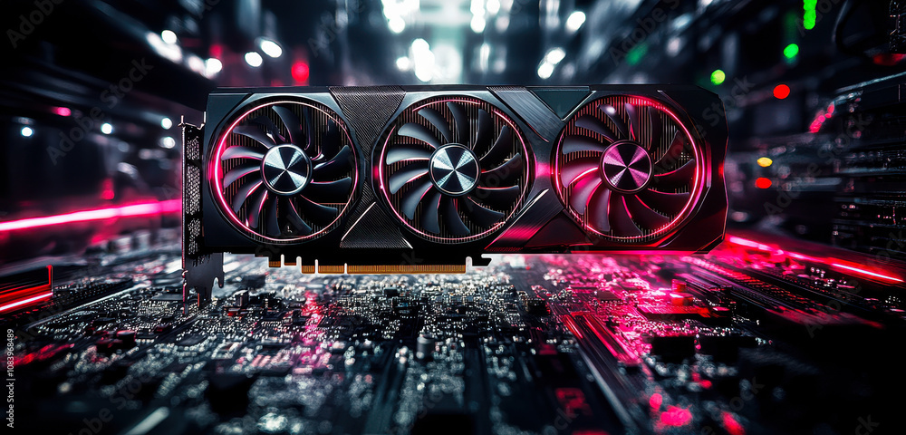 Poster high-performance gaming graphics card for fps and crypto mining rigs with led lights