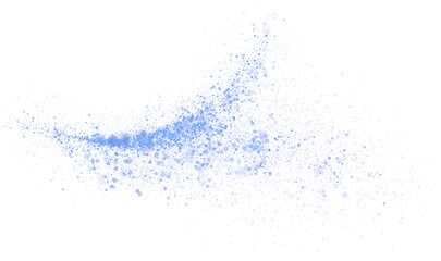 Blue glowing light effect with many glitter particles. Starry cloud with dust. Magic christmas decoration. Luminous bokeh softly shimmering blue light. Light abstract glowing lights. PNG.
