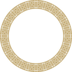 Vector golden round gothic ornament. Medieval European circle, ring, border. Classic pattern of the Germans, Angles, Saxons, Franks