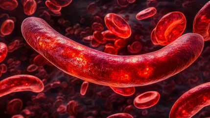 Fototapeta premium Sickle Cell Anemia Illustration with Normal and Abnormal Hemoglobin Structures