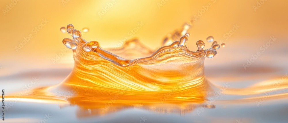 Poster water splash with orange tones creating a vibrant and dynamic effect