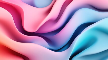 Obraz premium Abstract image featuring vibrant, flowing waves of color in shades of pink, blue, and purple, resembling soft fabric or liquid with smooth gradients and curves.