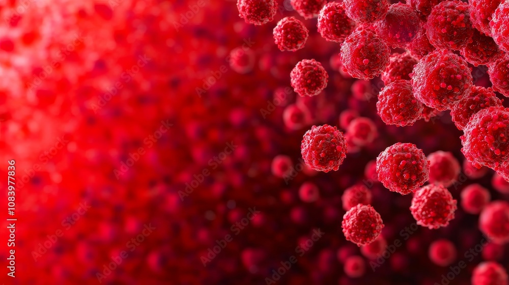 Aufkleber abstract representation of red cells or pathogens in a vibrant background, showcasing microscopic de