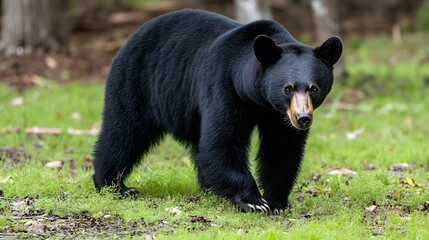 Obraz premium A black bear walking through the forest