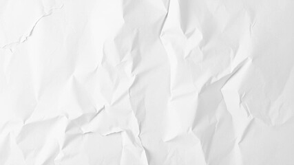 Fototapeta premium Crumpled white paper with soft shadows isolated on white background, texture, creased