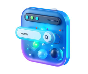 3D Render of a Futuristic Search Bar Interface
